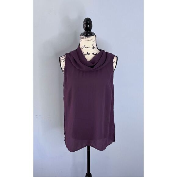 Cabi Women’s L Surround Top Plum Chiffon Sleeveless Blouse - Picture 1 of 7